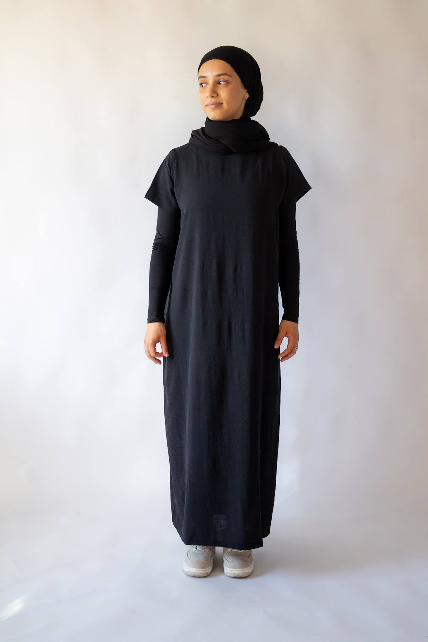 black abaya slip dress Black Inner Slip Dress