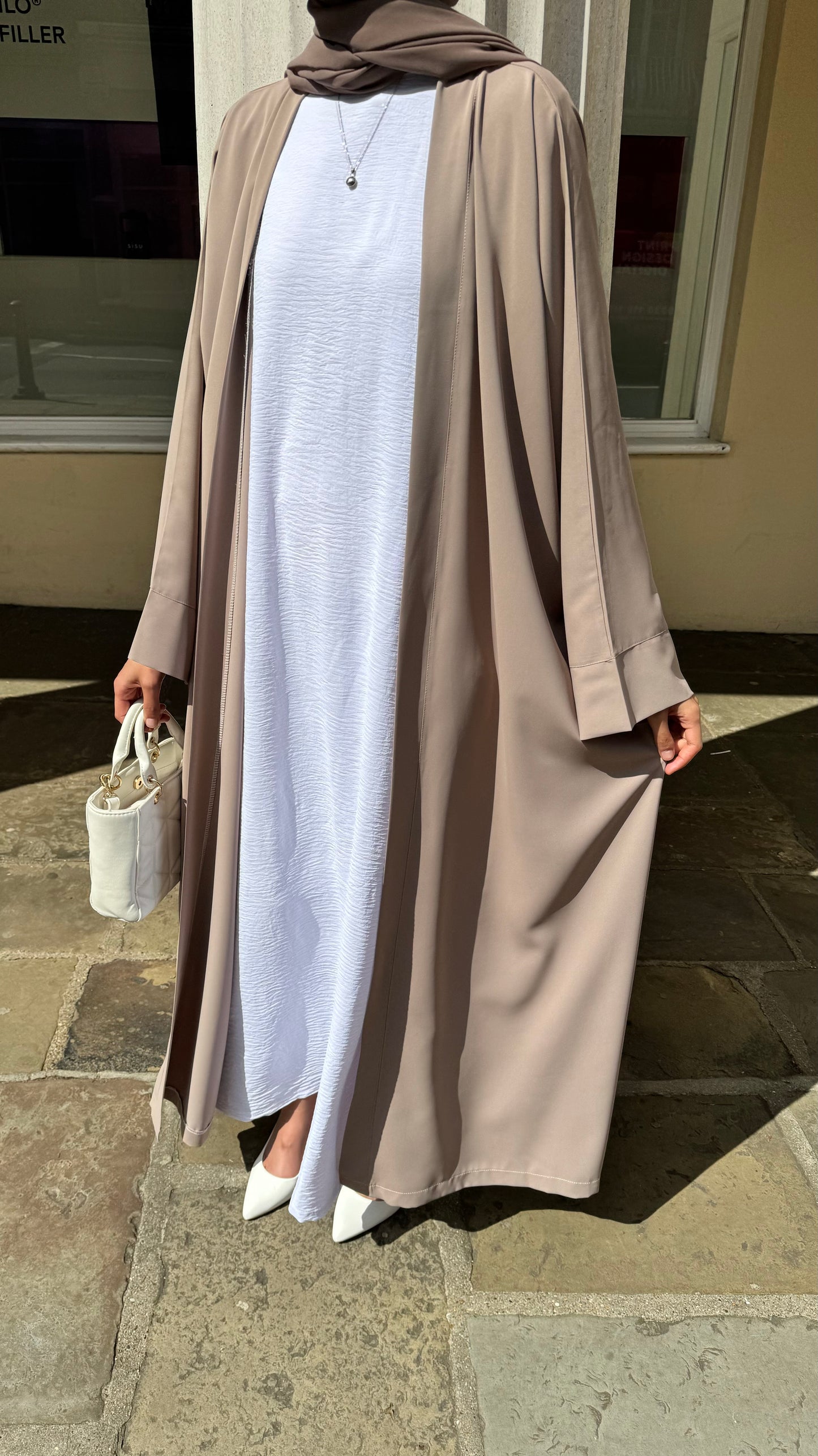 ALENA TAUPE OPEN ABAYA